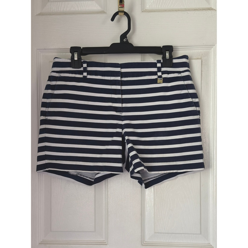 Nautica Womens Navy White Striped Chino Shorts Size 8 Nautical Summer Casual